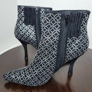 Jeffrey Campbell Brillo Size 9 Black Leather Crystal Ankle Bootie